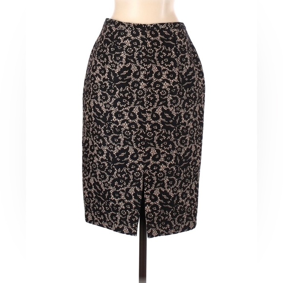 MICHAEL KORS size 4 black over beige floral design pencil skirt , excellent cond - Picture 2 of 7